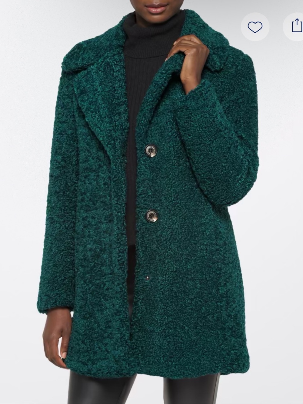Sam Edelman Teal Faux Shearling Teddy Coat